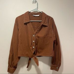 Zara cropped western shirt
